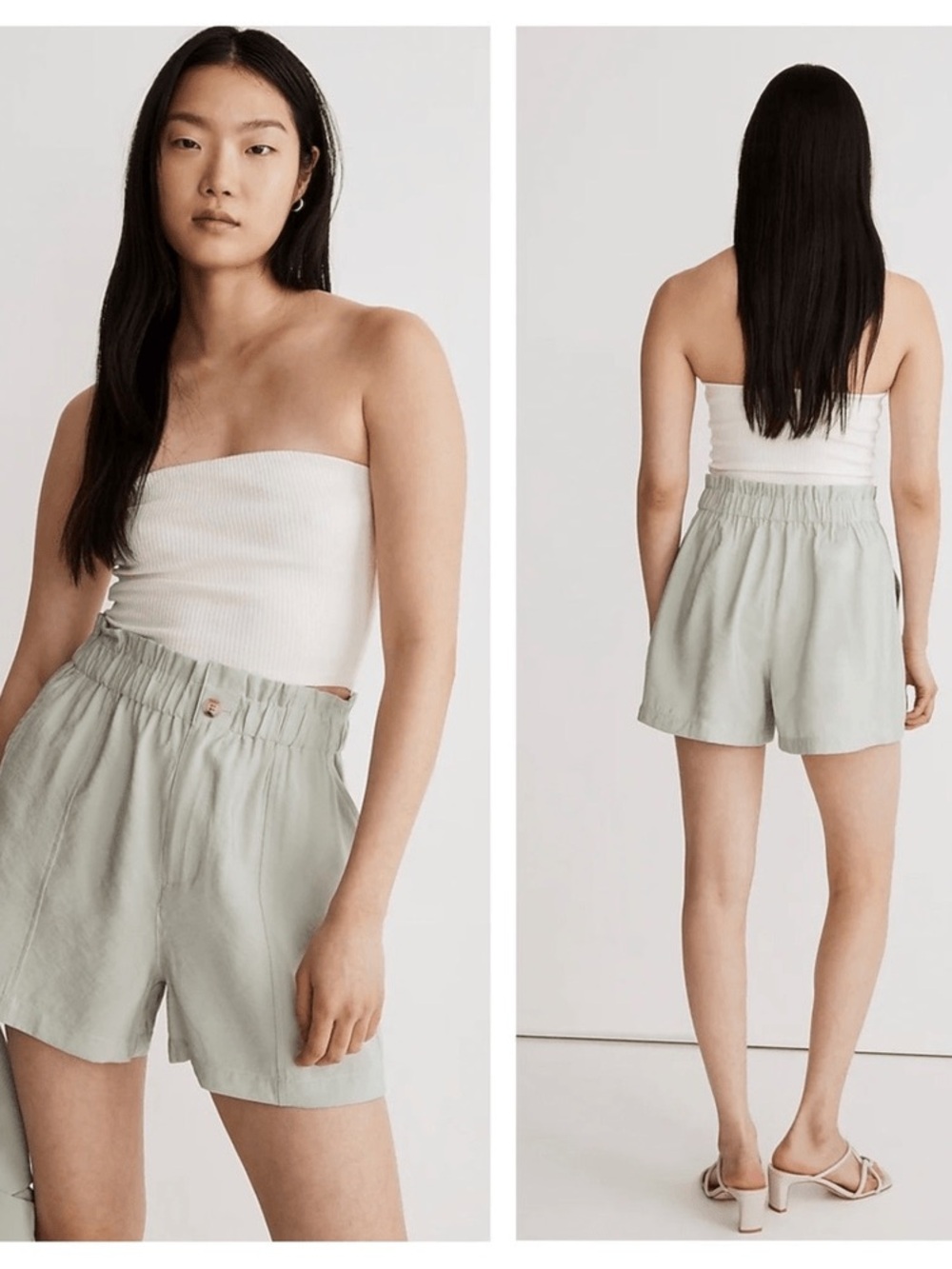 Madewell Paperbag Shorts Sage Mist